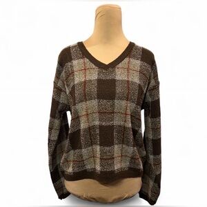 Paul Harris Design Brown Plaid Sweater | Women’s M | $29